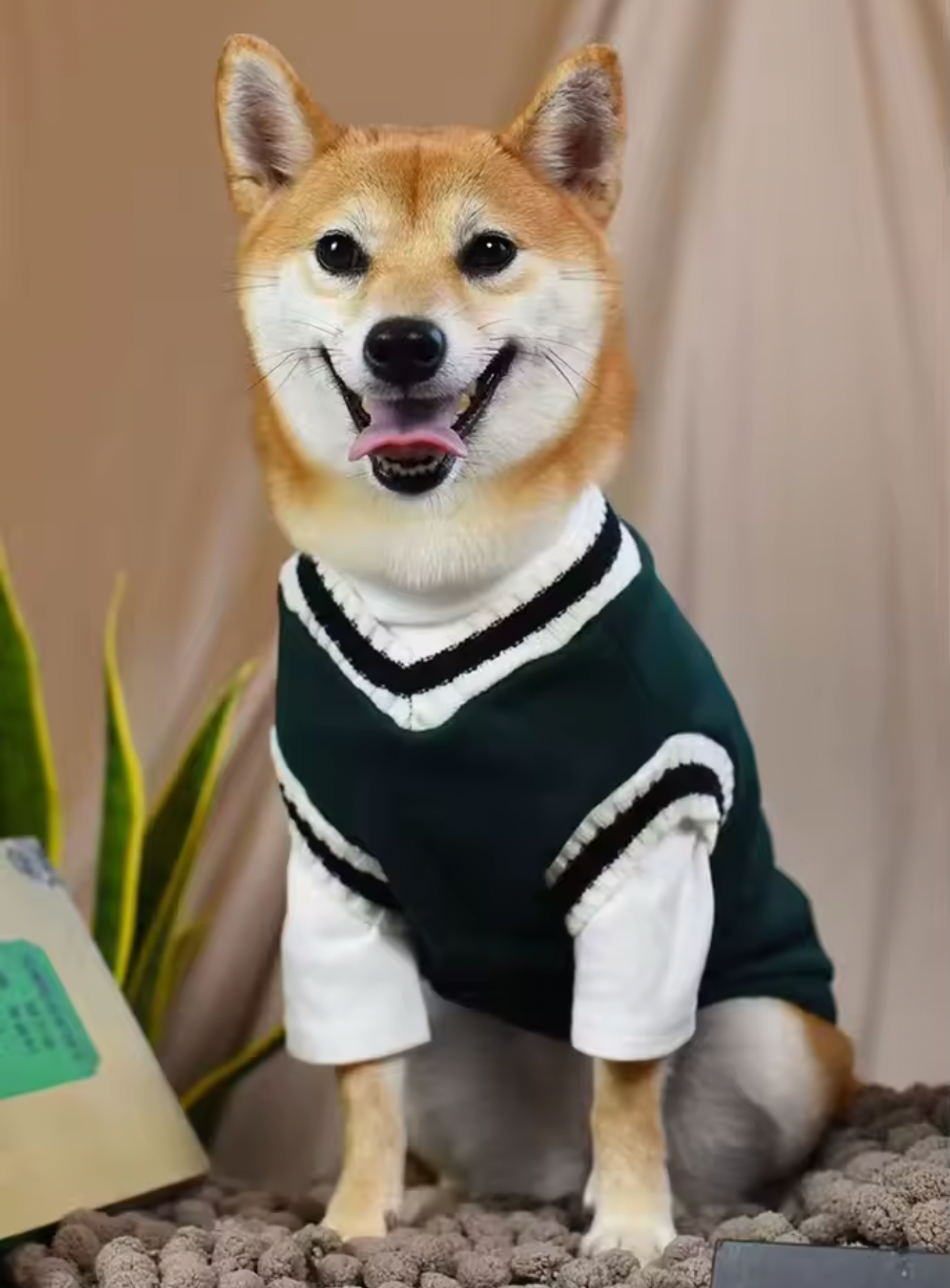 College Style V-Neck Sweater – Warm Pet Sweater for Small Dogs & Cats