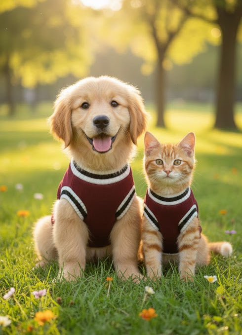 College Style V-Neck Sweater – Warm Pet Sweater for Small Dogs & Cats