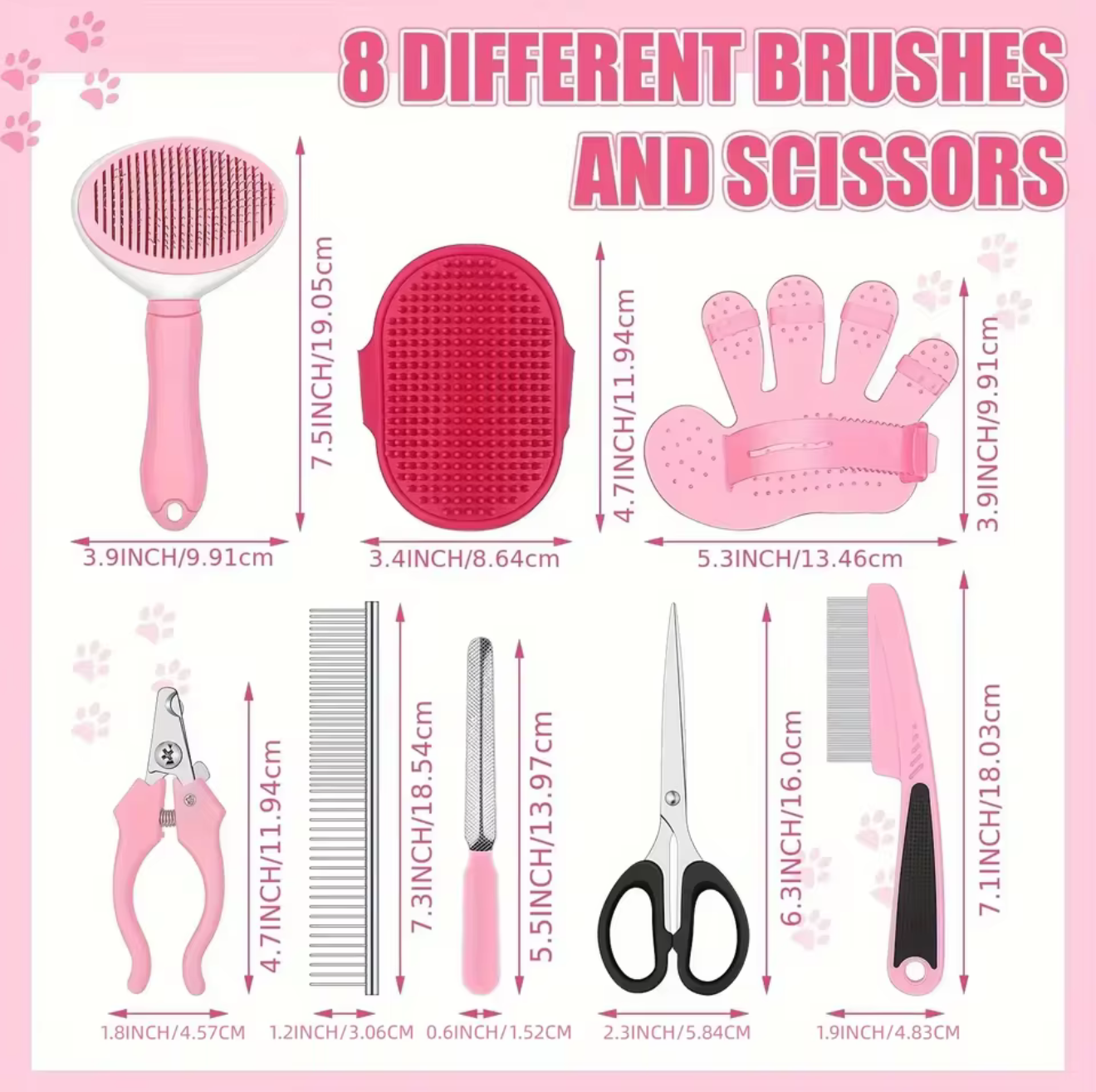 9‑Piece Dog Grooming Kit – Brush, Comb & Nail Tools