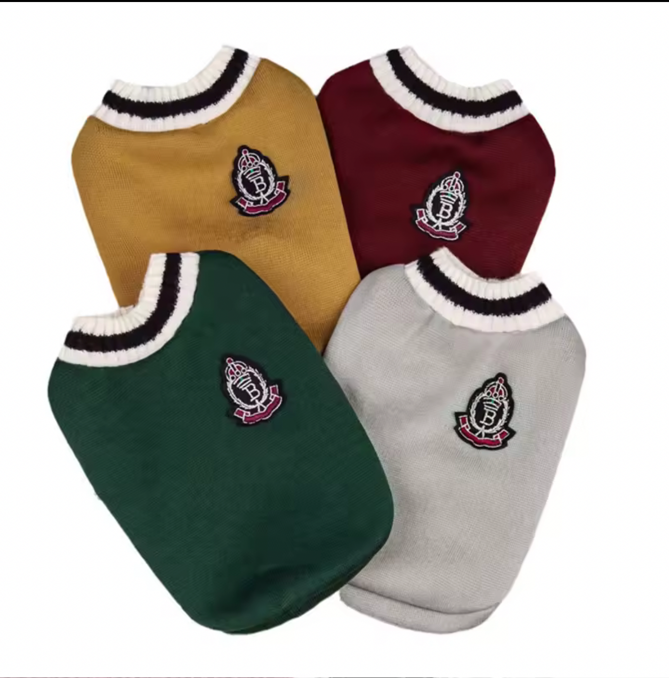 College Style V-Neck Sweater – Warm Pet Sweater for Small Dogs & Cats